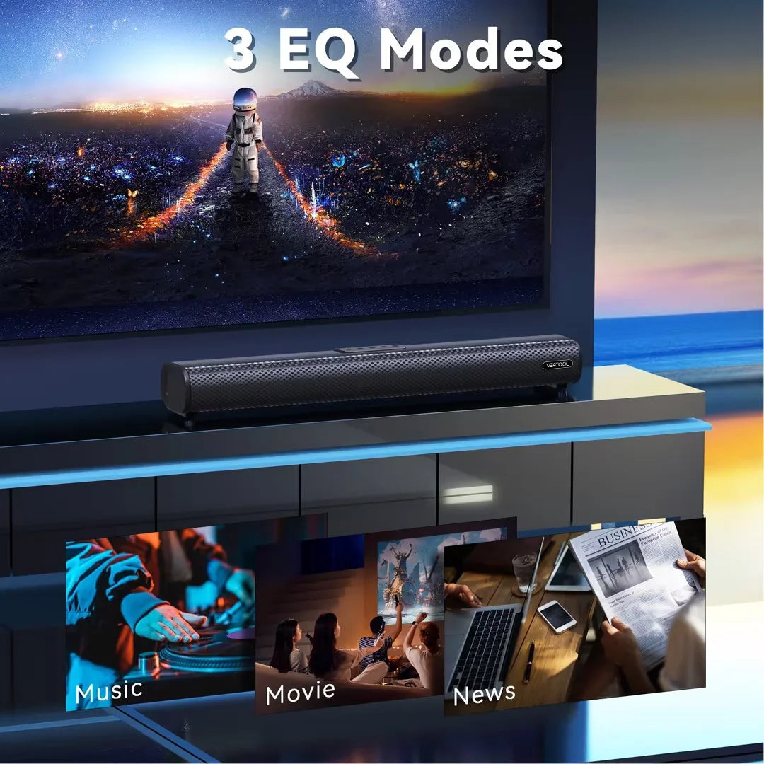 Barra de Som 2.1 Canais com Subwoofer Integrado 50W | Som Surround 3D para TV | HDMI ARC, Bluetooth, Óptico, USB, AUX
