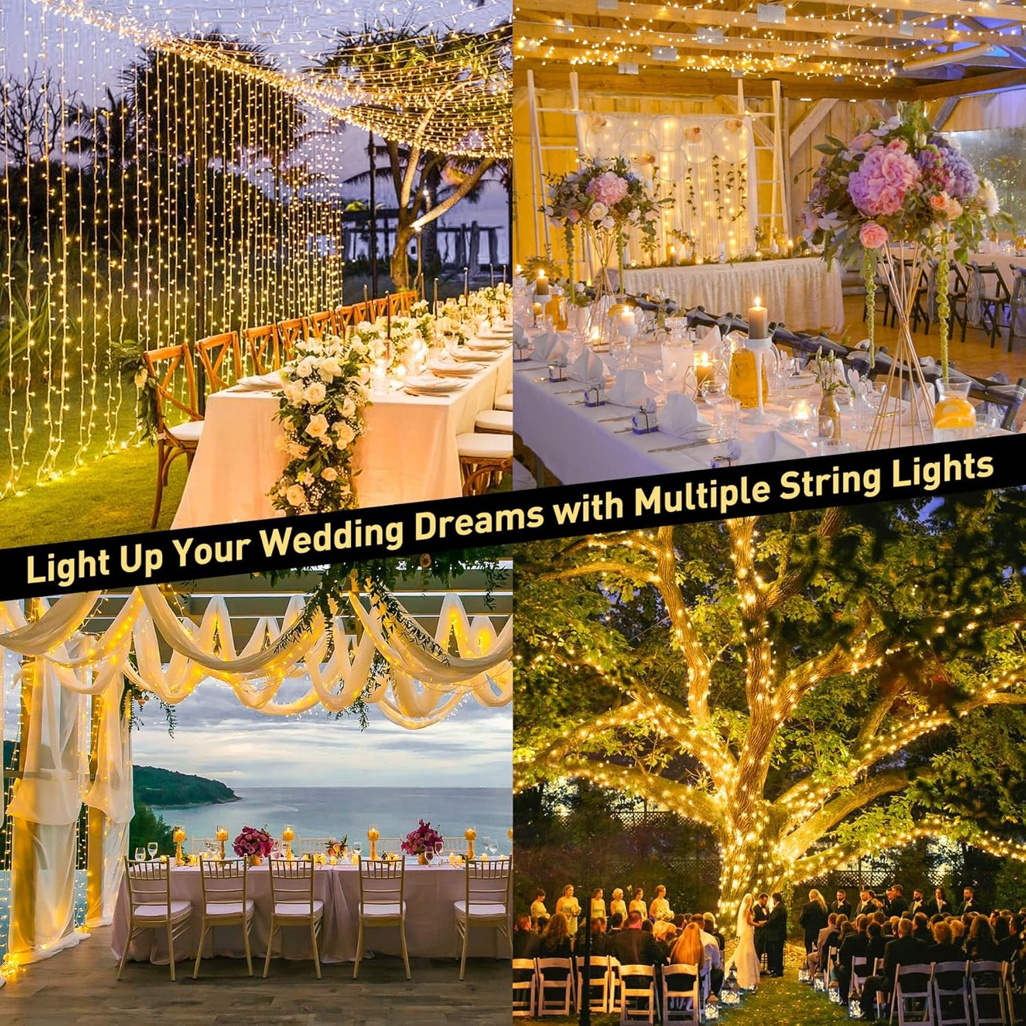 168FT 600 LED String Lights Outdoor Indoor Christmas String Lights Plug in Warm White Tree Lights for outside Bedroom Wedding Party Holiday Classroom Decorations