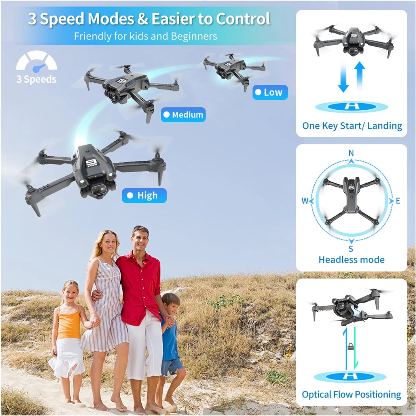 RC Drone, HD Camera, Quadcopter, High Speed Brushless Motor, Altitude Hold, Waypoint Fly, 2 X 1800Mah Batteries, 30 Min Flight, Carrying Case, Black