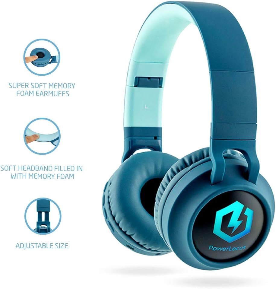 Kids Headphones Wireless, Bluetooth Headphones for Kids over Ear, LED Lights, 85Db Safe Volume Limit, Foldable, Micro SD Mode, Built-In and Line-In Microphone for Phones,Tablets,Laptop