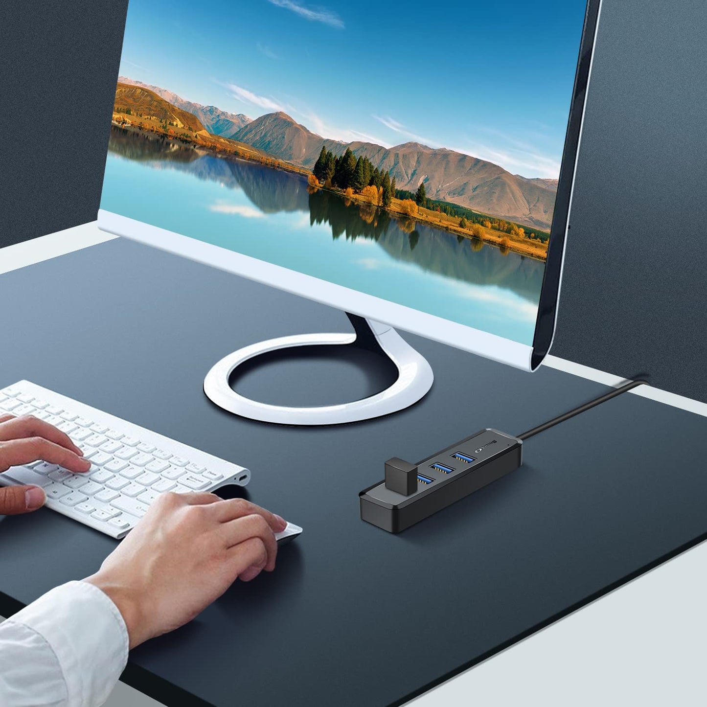 4 Ports H302S USB 3.2 Hub Gen1 for Laptop , Multi Port Expander, Fast Data Transfer USB Splitter Compatible with Windows PC, Mac, Printer, Mobile HDD