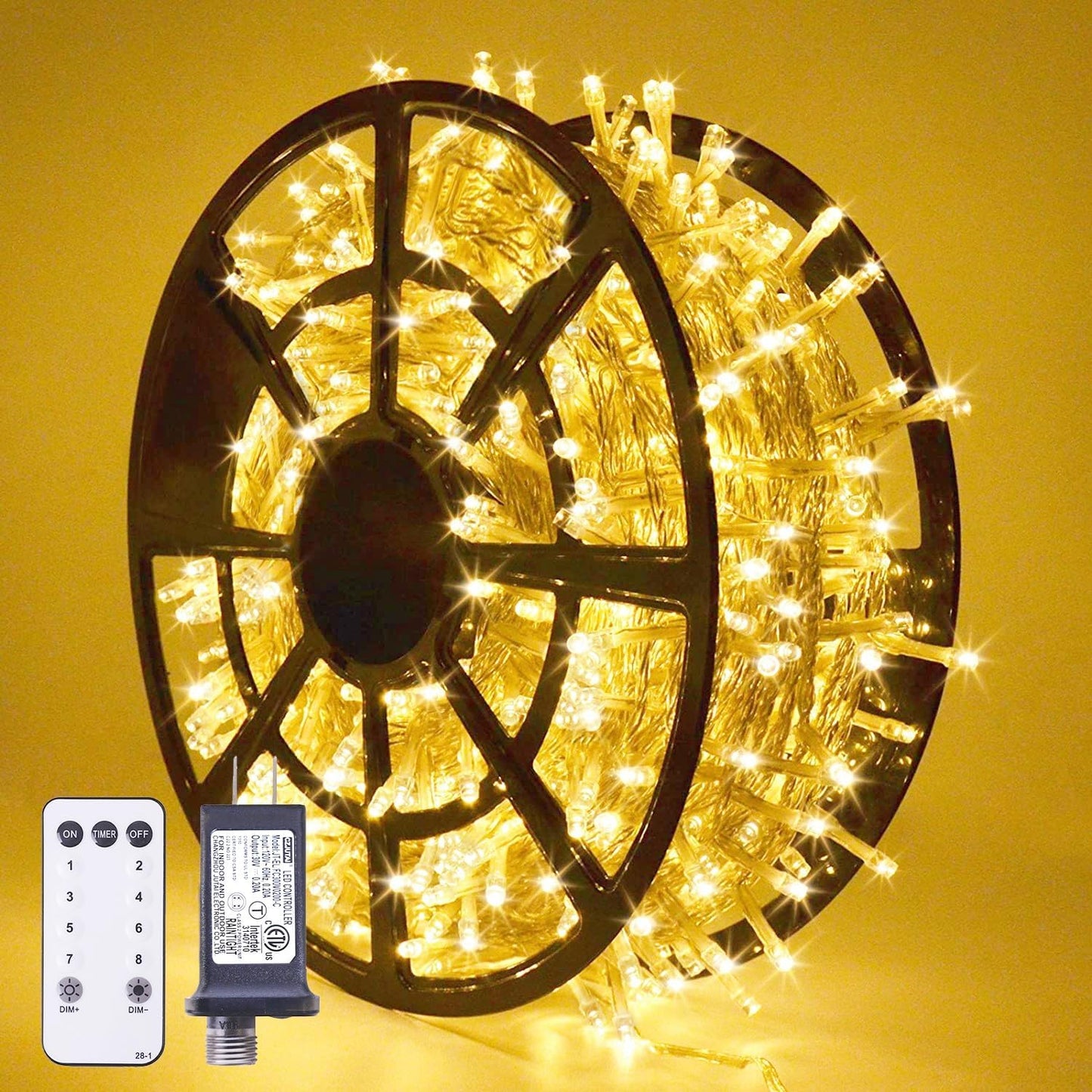 168FT 600 LED String Lights Outdoor Indoor Christmas String Lights Plug in Warm White Tree Lights for outside Bedroom Wedding Party Holiday Classroom Decorations