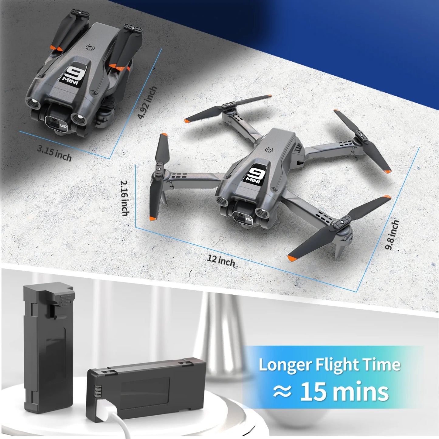 RC Drone, HD Camera, Quadcopter, High Speed Brushless Motor, Altitude Hold, Waypoint Fly, 2 X 1800Mah Batteries, 30 Min Flight, Carrying Case, Black