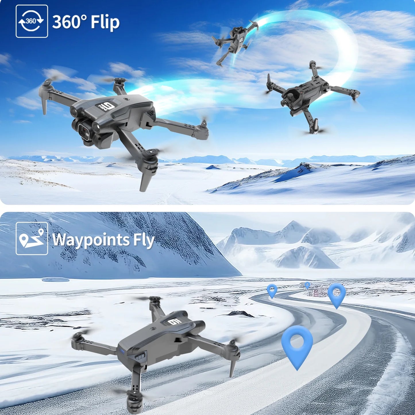 RC Drone, HD Camera, Quadcopter, High Speed Brushless Motor, Altitude Hold, Waypoint Fly, 2 X 1800Mah Batteries, 30 Min Flight, Carrying Case, Black