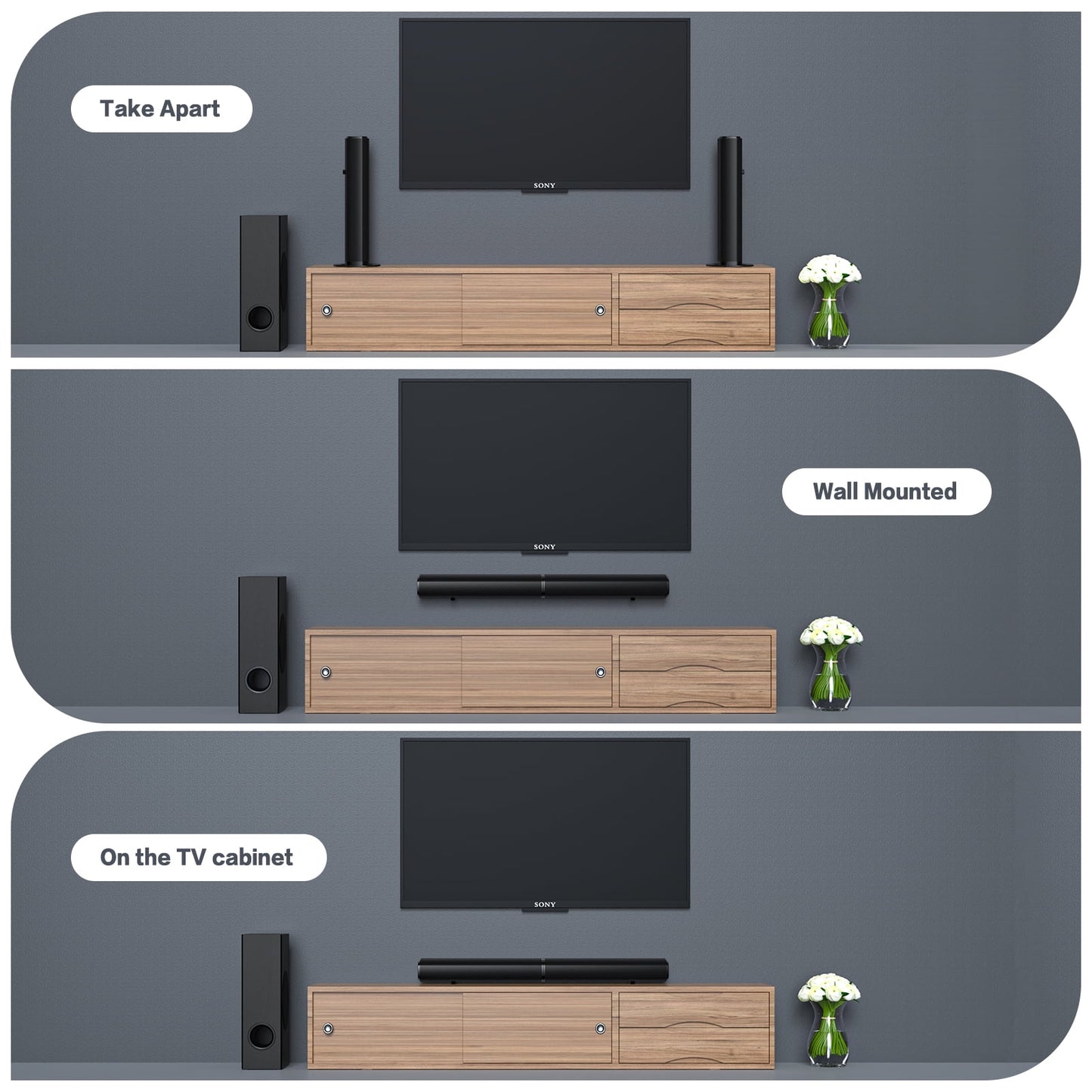 4.1Ch Sound Bar with Subwoofer, 120W Separable Sound Bar for TV with 4 Drivers, Usb/Aux/Coaxial/Optical/Hdmi/Bluetooth Connect, 2-In-1 Detachable Sound Bar for Speaker