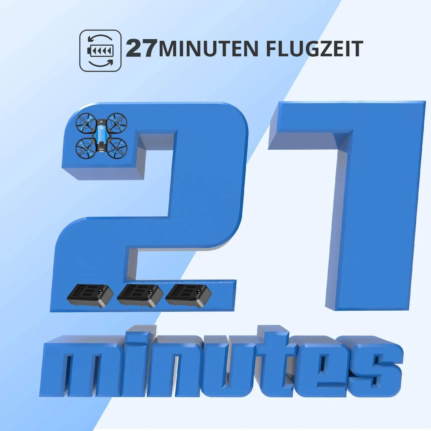 Drone Mini with 720P HD Camera for Adults and Children FPV Real-Time Video, 3 Modular Batteries Blue