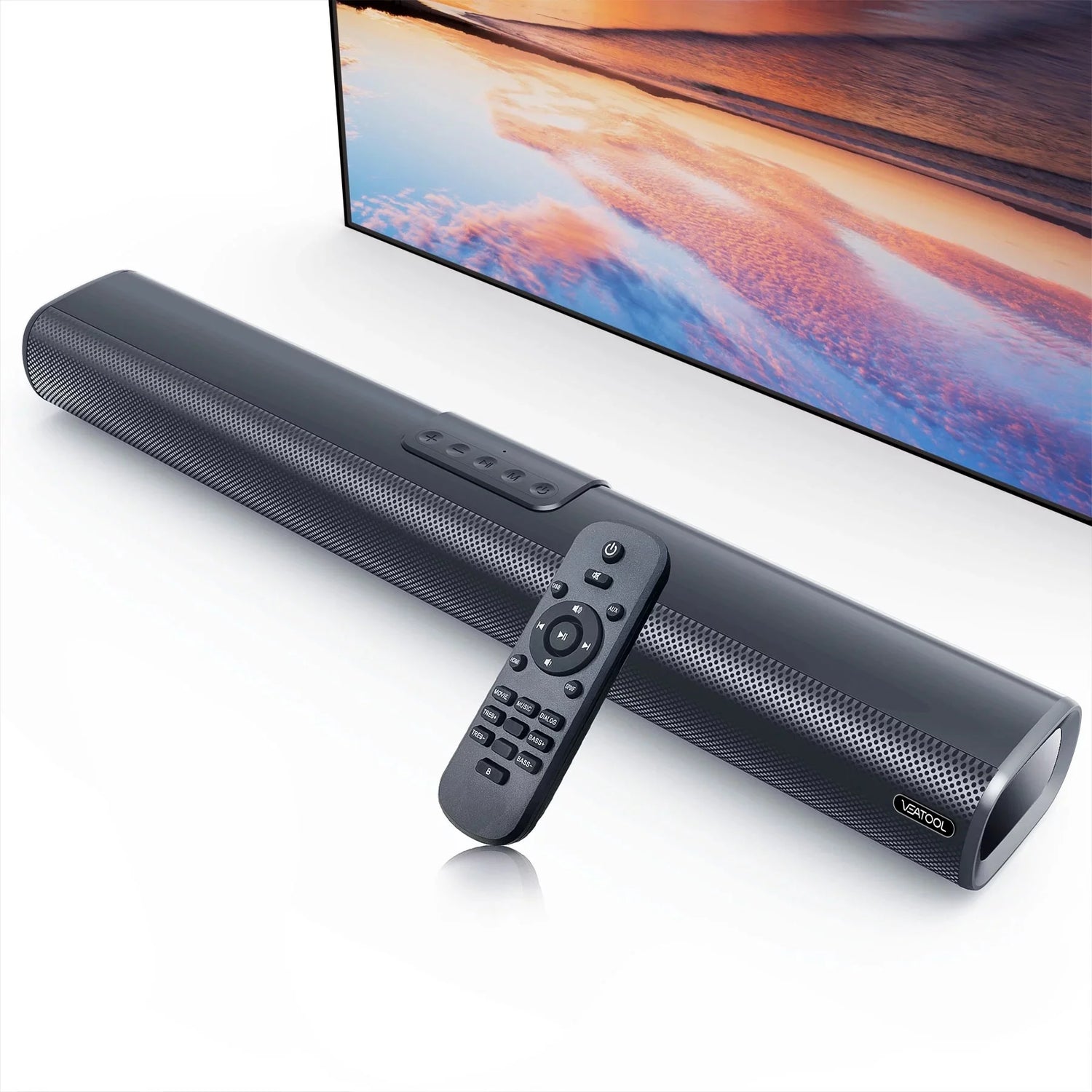 Barra de Som 2.1 Canais com Subwoofer Integrado 50W | Som Surround 3D para TV | HDMI ARC, Bluetooth, Óptico, USB, AUX