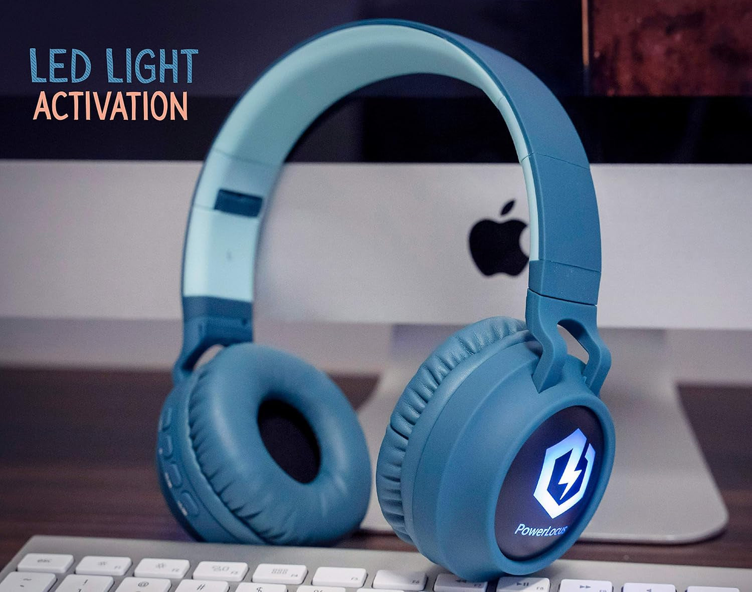 Kids Headphones Wireless, Bluetooth Headphones for Kids over Ear, LED Lights, 85Db Safe Volume Limit, Foldable, Micro SD Mode, Built-In and Line-In Microphone for Phones,Tablets,Laptop